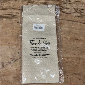 Thank You Burlap Gift Bag - Cream